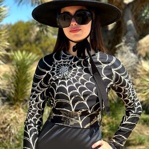 Black Spider Web Crop Top